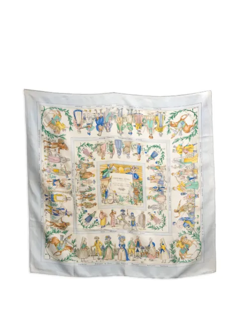 Hermès Pre-Owned 1995 Costumes Civils Actuels silk scarf Neutrals 15016329
