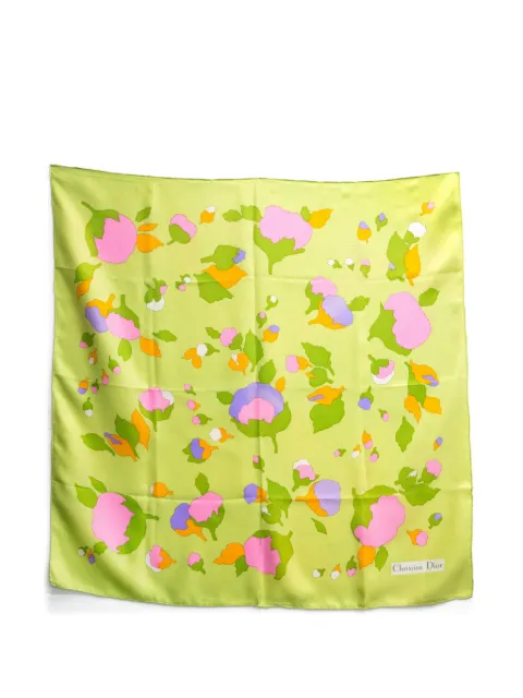 Christian Dior Pre-Owned 1970s floral silk scarf Green 15016342