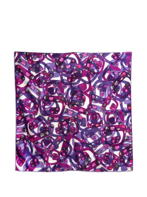Christian Dior Pre-Owned 2000s jewel-print silk scarf Purple 15016324