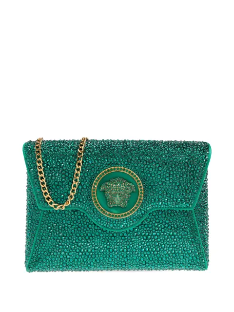 Versace La Medusa embellished satin clutch Green 10030181A06487
