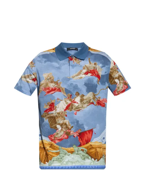 Versace printed cotton piqué polo shirt Blue 10226881A16731
