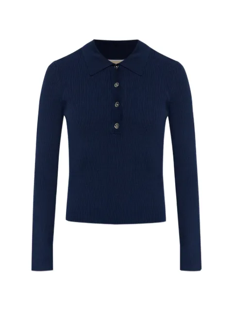 Michael Michael Kors long-sleeves ribbed polo top Blue MR661ER5ZV