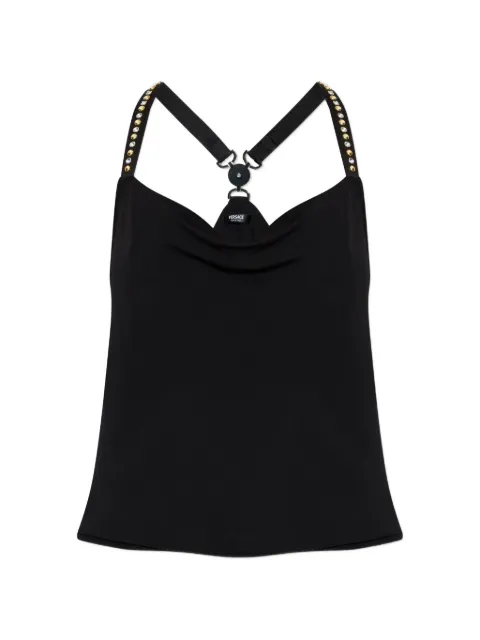 Versace stretch crêpe jersey gathered top Black 10226251A14475