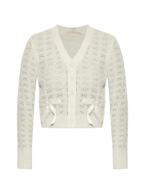 LoveShackFancy Lilly bow-appliqué cardigan White K20832983