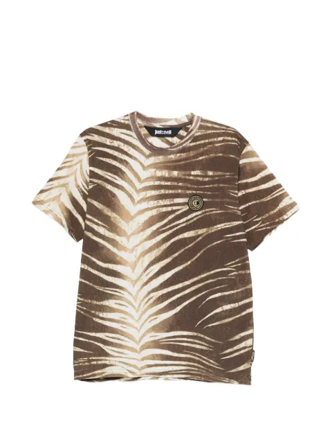 Just Cavalli animal-print logo-patch T-shirt Brown 80OAHE04CJ110