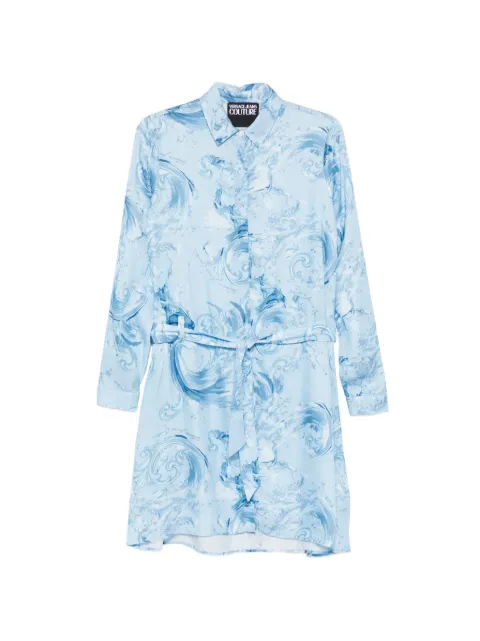Versace Jeans Couture tie-waist patterned mini dress Blue 80HAO911NS757