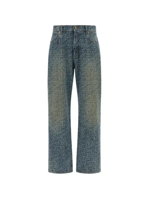 Balmain monogram stonewashed jeans Blue GH1ML135DG12
