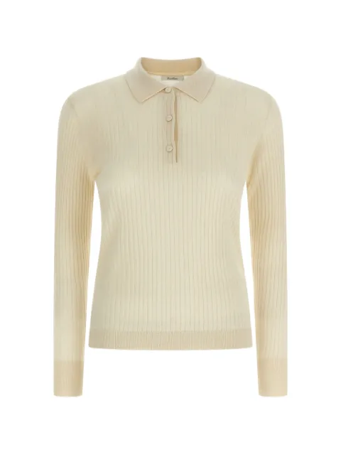 Max Mara ribbed button polo top Neutrals 2611361058600