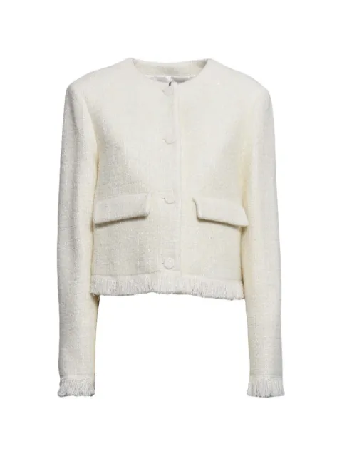 MSGM fringed flap-pockets tweed jacket Neutrals 3941MDG1925762102