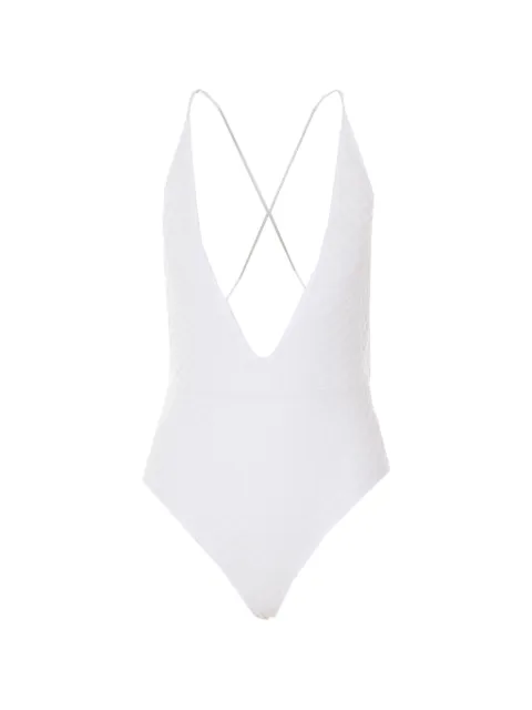 Missoni V-neck swimsuit White MC22SP03BR014R