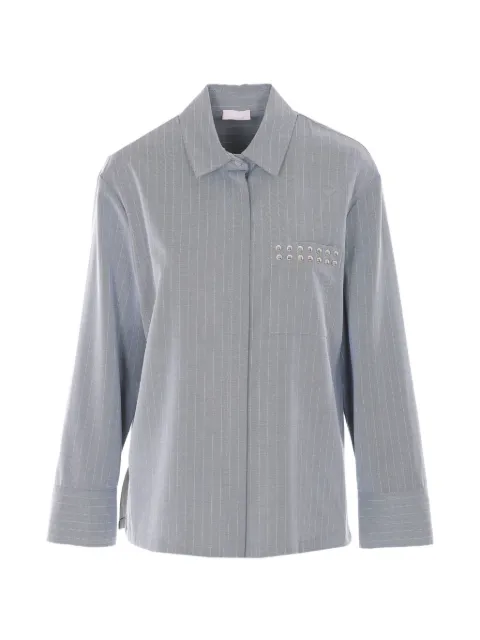 LIU JO striped stud-embellished shirt Grey WA6191T349A