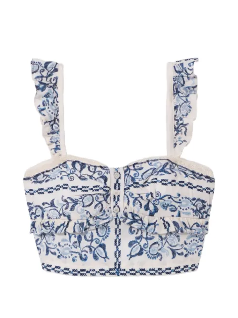 Claudie Pierlot ruffled linen bustier top Neutrals CFPTO01112