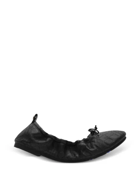 Burberry Check leather Fawn ballerinas​ Black 8121096
