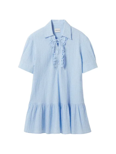 Claudie Pierlot short lace-up ruffled dress Blue CFPRO02956