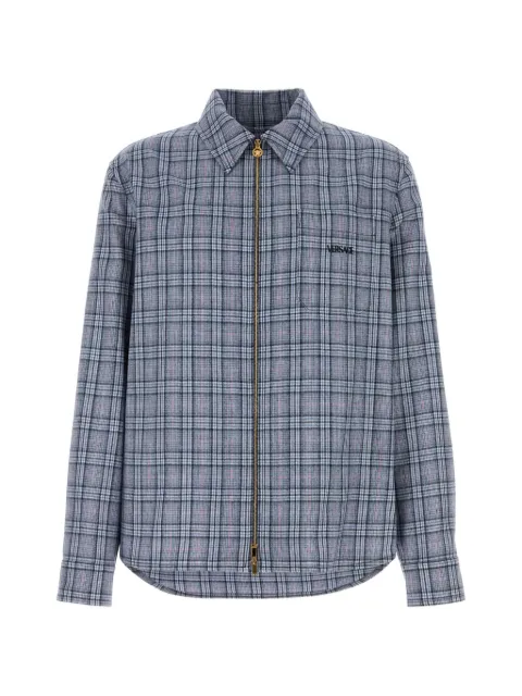 Versace checked wool flannel zip overshirt Grey 10227461A16803