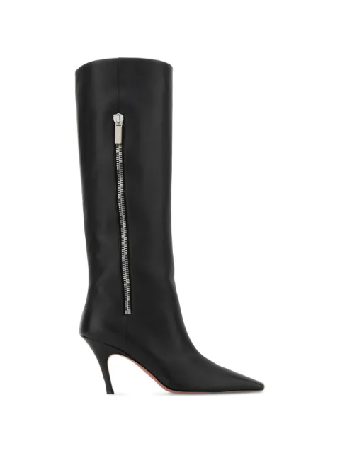 Amina Muaddi Mona leather zip boots Black MONABOOT80
