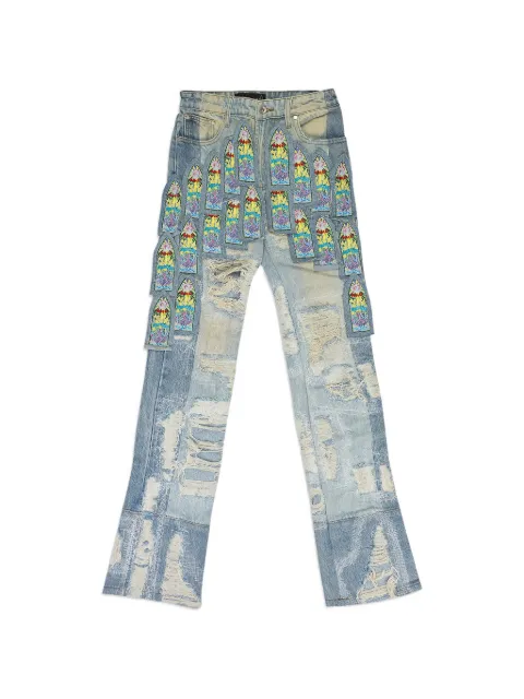Who Decides War Coliseum Fusion distressed cropped jeans Blue 11200430008