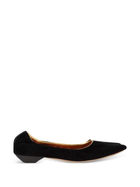 Lanvin Pre-Owned pointed suede flat pumps Black HNPUGBSH584884W