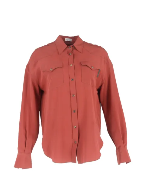 Brunello Cucinelli Vintage flap-pocket silk shirt Red NAPPUGBCL633879W