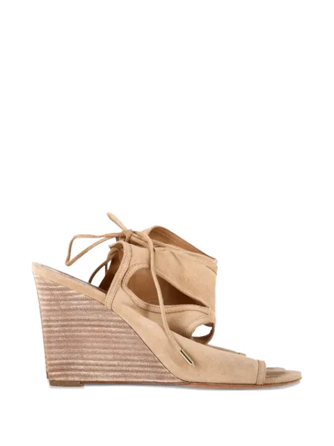 Aquazzura cut-out tie wedge sandals Neutrals NAPPUGBSH612694W