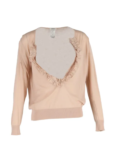 Chloé Vintage ruffle-detail long-sleeve sweater Neutrals NAPPUGBCL546061W