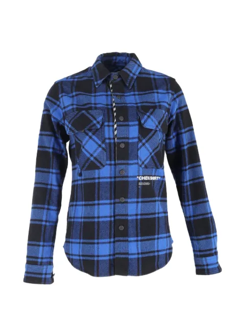 Off-White Pre-Owned checked button-down long-sleeve shirt Blue NAPPUGBCL607052W
