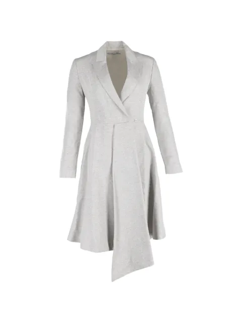 Christian Dior Pre-Owned asymmetric midi Coat Grey NAPPUGBCL528781W