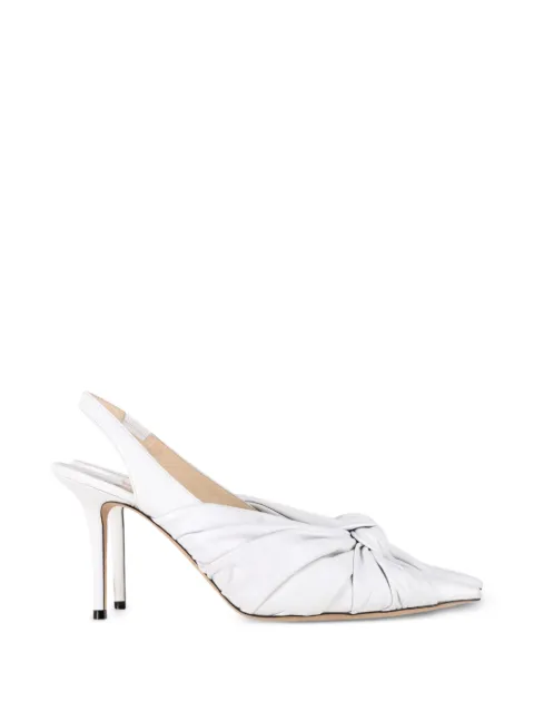 Jimmy Choo Pre-Owned Annabell knotted pointed slingback pumps White NAPPUGBSH578203W