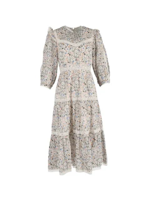 Vilshenko gardenia-printed midi dress Neutrals NAPPUGBCL574156W