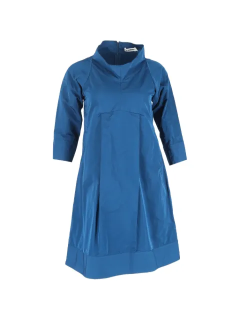 Jil Sander Pre-Owned high-collared sleeved dress Blue NAPPUGBCL612890W
