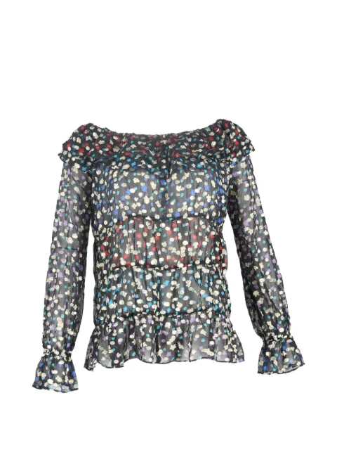 Rixo metallic floral-print silk top Black NAPPUGBCL585132W