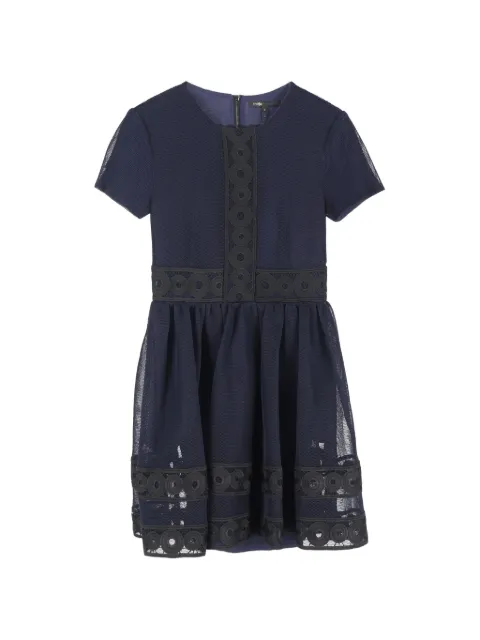 Maje lace-trimmed crew-neck mini dress Blue NAPPUGBCL618785W