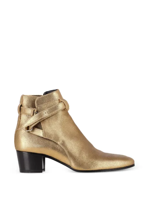 Saint Laurent Pre-Owned buckle-strap ankle boots Gold NAPPUGBSH584889W