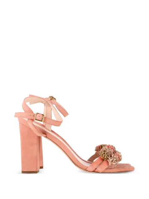 Loeffler Randall floral-appliqué heeled sandals Pink NAPPUGBSH537596W