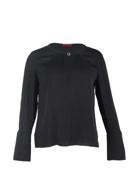 BOSS ring-embellished long-sleeve top Black NAPPUGBCL553905W