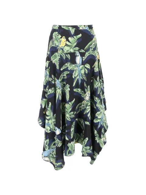 Stella McCartney Pre-Owned parrot-print asymmetric skirt Black NAPPUGBCL629104W