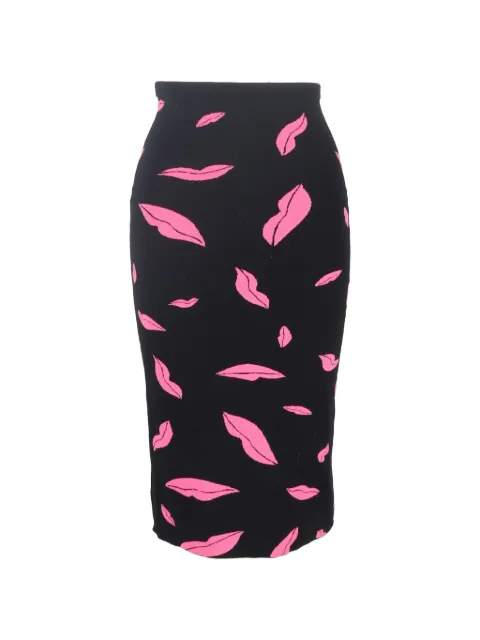 Diane Von Furstenberg Vintage lips-printed fitted midi skirt Black TONPUGBCL550318W