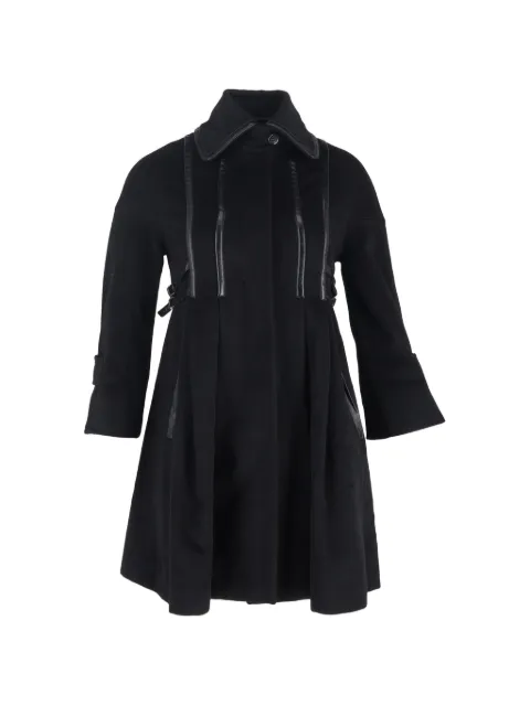 Sportmax Vintage leather-trim wool coat Black NAPPUGBCL613447W