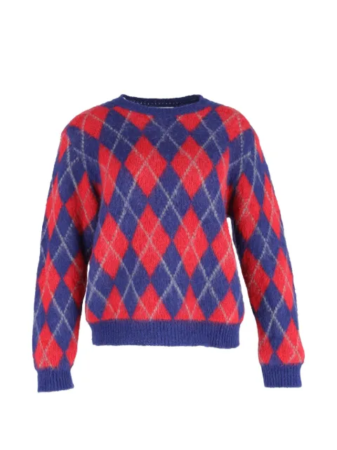 SANDRO Jona argyle-pattern crew-neck sweater Red NAPPUGBCL546339W