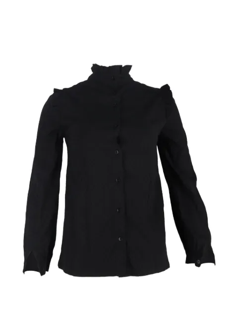 A.P.C. ruffle-trim long-sleeve blouse Black NAPPUGBCL555001W