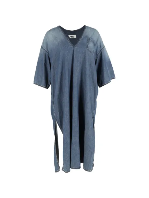 Maison Martin Margiela Pre-Owned V-neck side-slit midi dress Blue NAPPUGBCL518536W