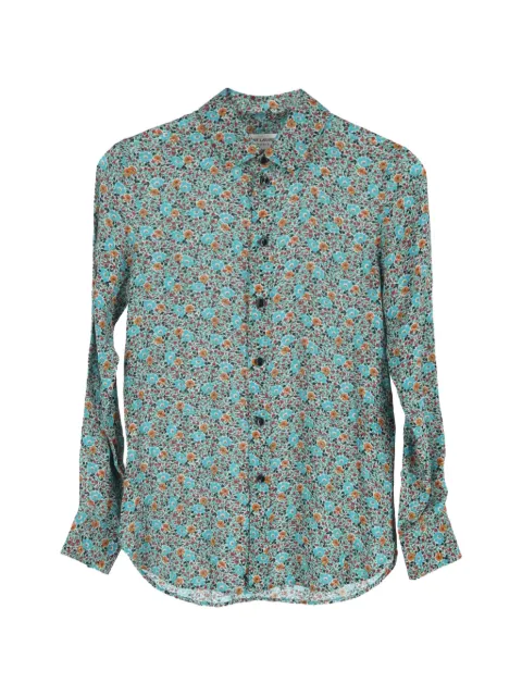 Saint Laurent Pre-Owned floral-print button-up shirt Blue NAPPUGBCL563407W