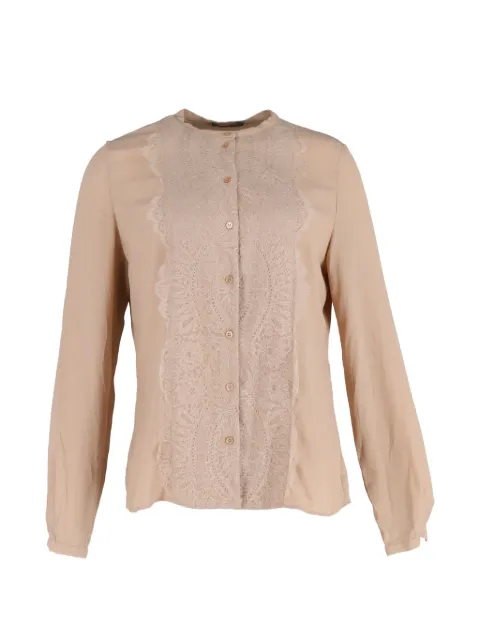 Alexander McQueen Pre-Owned lace-trimmed shirt Neutrals NAPPUGBCL533480W