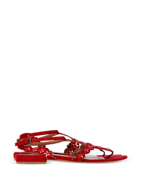 Alaïa Pre-Owned flower-embellished laser-cut ankle-strap sandals Red NAPPUGBSH509679W