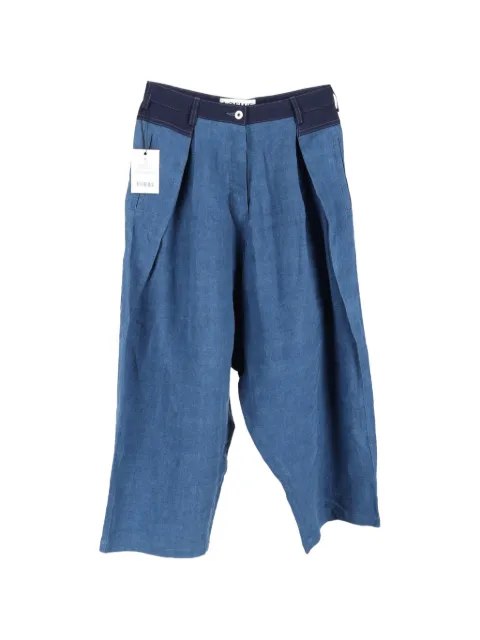 Loewe Pre-Owned high-rise pleated trousers Blue NAPPUGBCL507578W