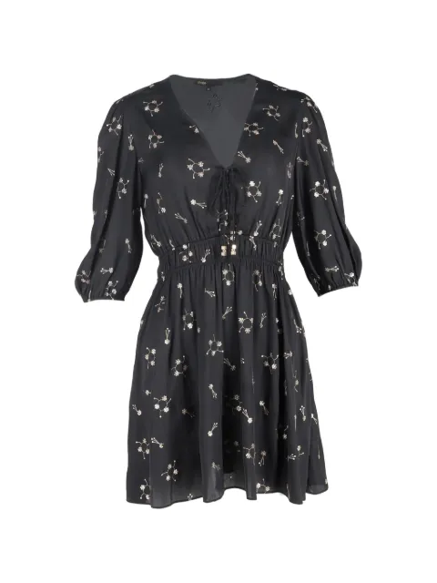 Maje sequin embellished V-neck mini dress Black NAPPUGBCL574357W