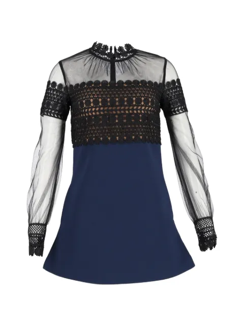 Self-Portrait lace long-sleeve mini dress Blue NAPPUGBCL470882W