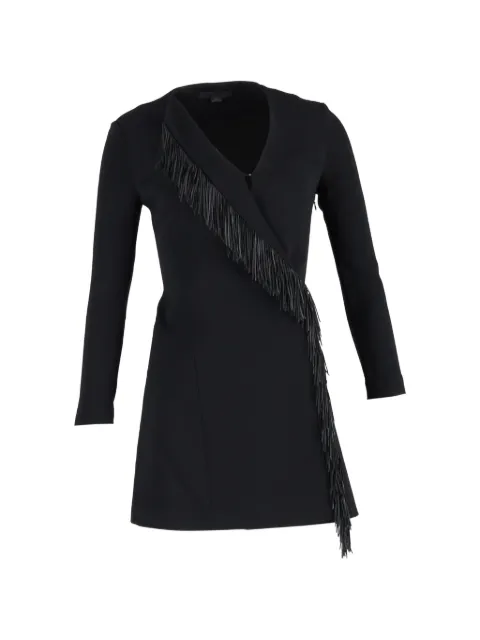 Pre-Owned Alexander Wang fringed wrap mini dress Black NAPPUGBCL479167W