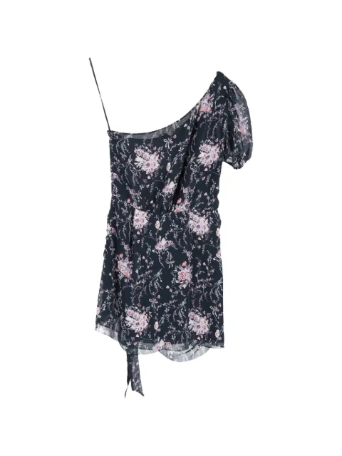 LoveShackFancy floral one-shoulder silk dress Black NAPPUGBCL497718W