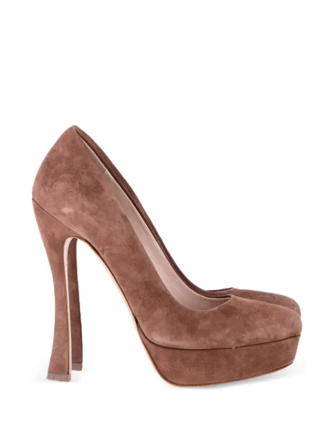 Miu Miu Pre-Owned platform suede pumps Brown NAPPUGBSH464754W